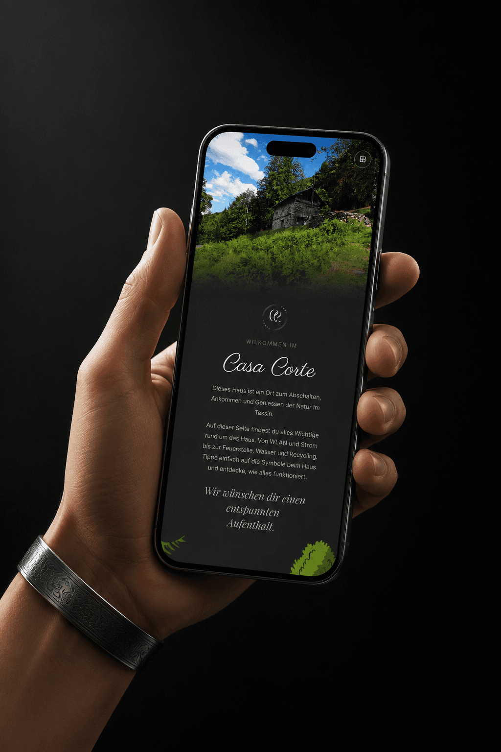 Casa Corte digital info guide on a smartphone