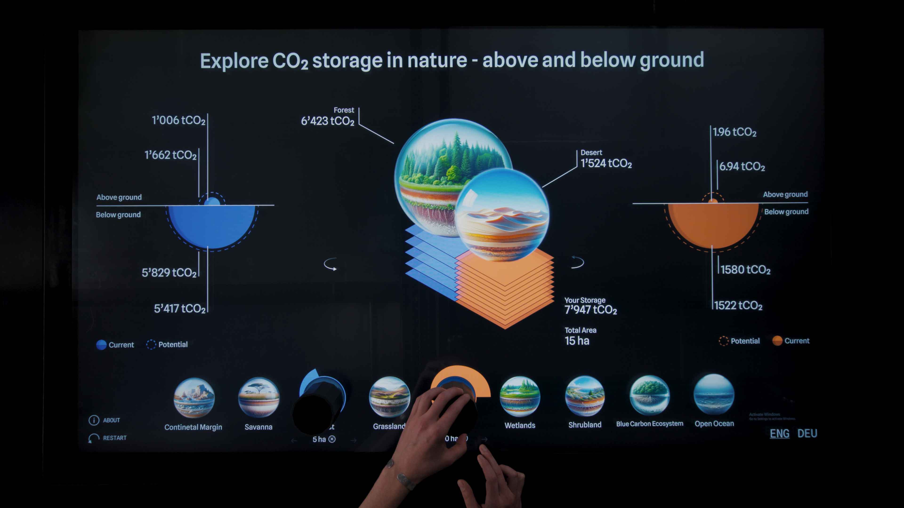 Data Vis touch-table interaction detail