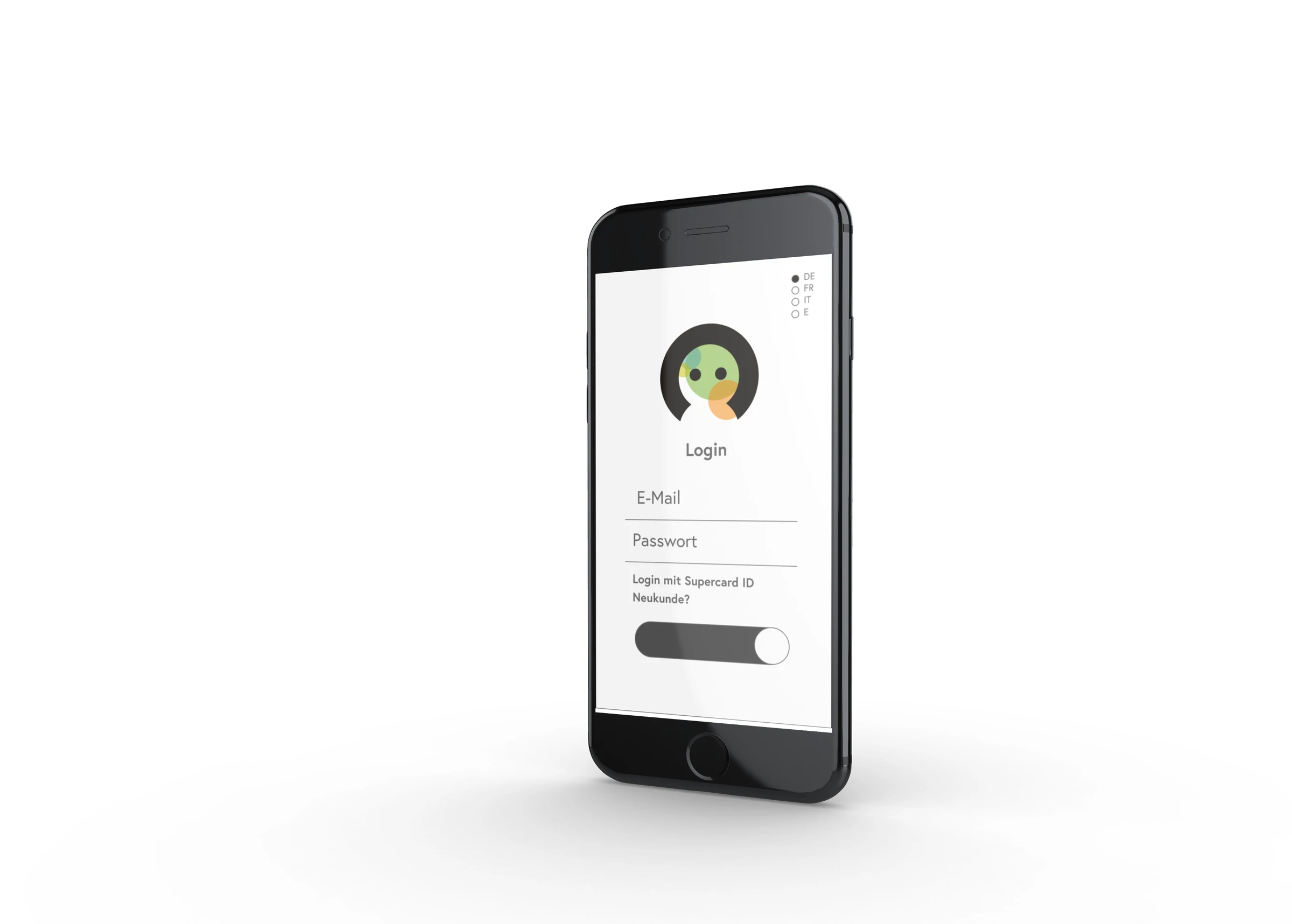 Phone mockup showing an app login screen