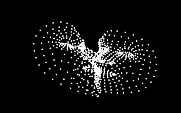 Kissing faces: a white point cloud on black