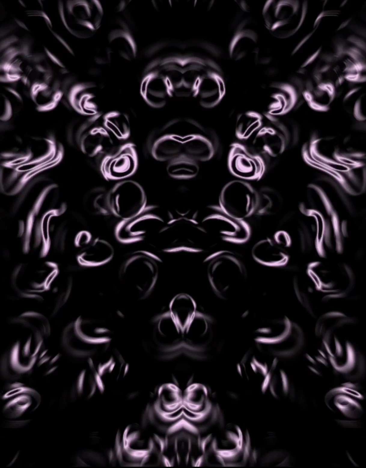Symmetrical black-and-lilac swirling pattern on black