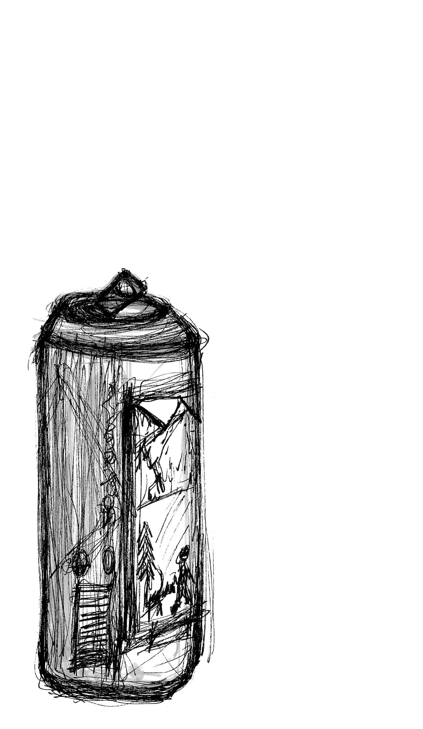 Pencil sketch of a spray can
